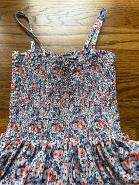 Janie and Jack Smocked Floral Sundress in Navy, Coral Flowers